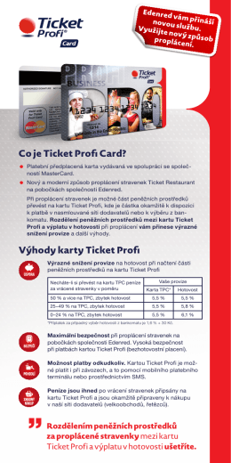 Co je Ticket Profi Card? Výhody karty Ticket Profi