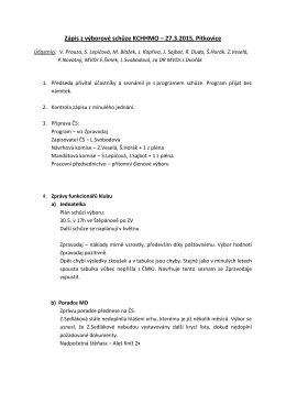 Zápis z výborové schůze KCHHMO – 27.3.2015, Pitkovice