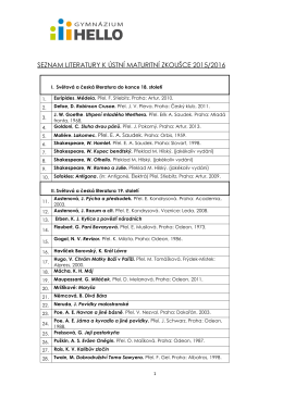 Školní seznam literatury k ústní maturitní zkoušce