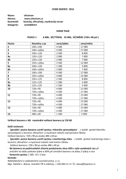Ceník inzerce v tabulce s popisem ve formátu PDF