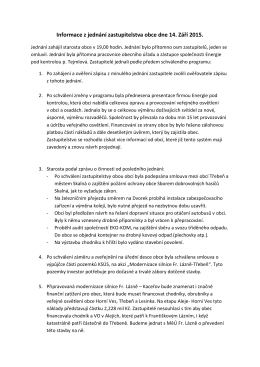 Informace z jednání zastupitelstva obce dne 14. Září 2015.
