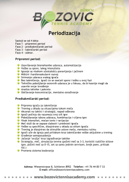 Periodizacija - Bozovic Tennis Academy