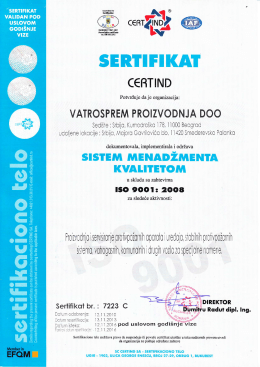 ISO 9001 srp - Vatrosprem