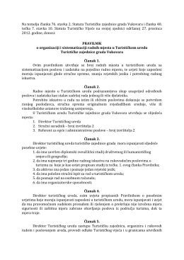 Pravilnik o sistematizaciji radnih mjesta u TZ