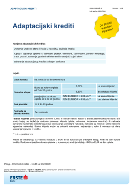 Adaptacijski krediti - Erste & Steiermärkische banka
