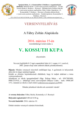 v. kossuth kupa - Fábry Zoltán Alapiskola