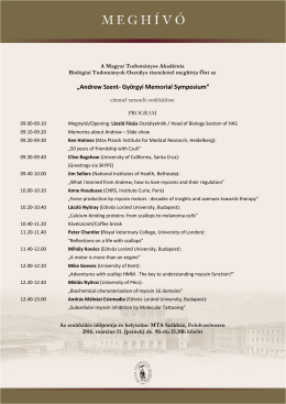 Andrew Szent- Györgyi Memorial Symposium