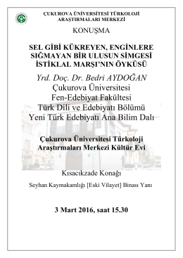 3 Mart 2016 Etkinliği - Çukurova Üniversitesi