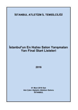 Yarı Final (01.03.2016) Start Listeleri