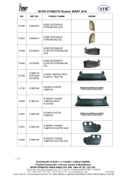 İNTER OTOMOTİV Scania MART 2016 Katalogtaki ürünler ve