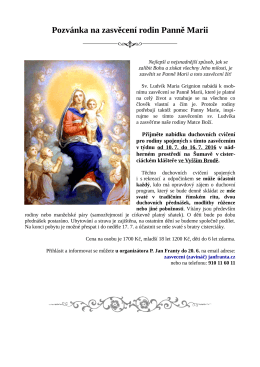 Pozvánka na zasvěcení rodin Panně Marii