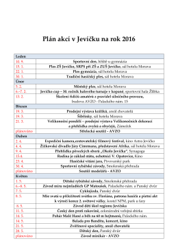 Plán akcí v Jevíčku na rok 2016