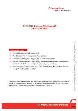 1,25 % CZK Dluhopis Oberbank AG 2016