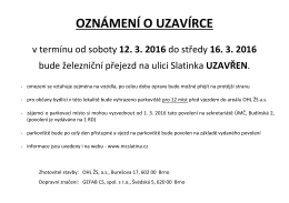 oznámení o uzavírce - Brno
