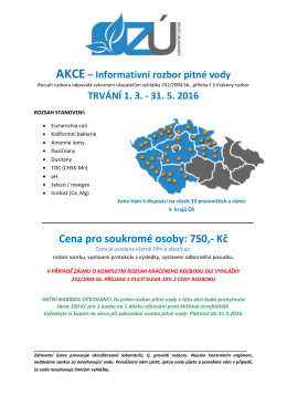 AKCE – Informativní rozbor pitné vody