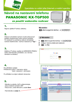 Návod na nastavení telefonu PANASONIC KX-TGP500