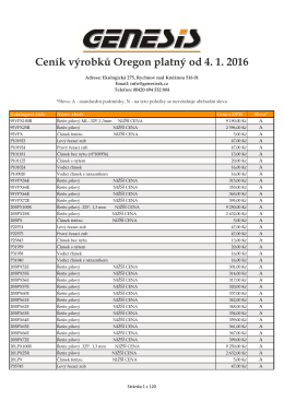 Ceník výrobků Oregon platný od 4. 1. 2016