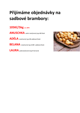 Přijímáme objednávky na sadbové brambory: 105Kč/5kg vč. DPH