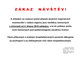Informace k zákazu návštěv v nemocnici v Jilemnici