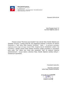 Oświadczenie radnych Rady Osiedla Gumieńce.