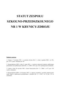 Statut Szkoły - Szkoła Podstawowa nr 1 w Krynicy Zdroju