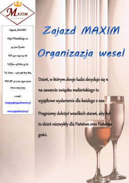 Weselne menu I - Zajazd Maxim