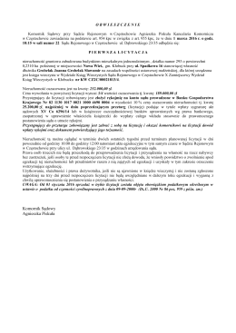 Obwieszczenie o terminie I licytacji nieruchomości dn.1.03.2016