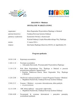Program spotkania - Biuro Regionalne Województwa Śląskiego w