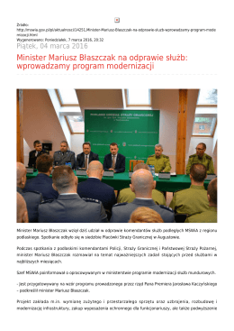 Minister Mariusz Błaszczak na odprawie służb: wprowadzamy