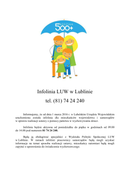 Infolinia LUW w Lublinie tel. (81) 74 24 240