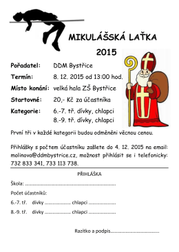 MIKULÁŠSKÁ LAŤKA 2015 Pořadatel