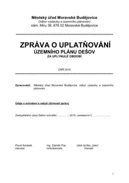 Zpráva o uplatňování Územního plánu města Moravské