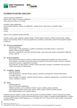 PDF Hlášení pojistné události Platnost od 13. 02. 2015