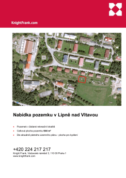 Nabídka pozemku v Lipně nad Vltavou +420 224 217
