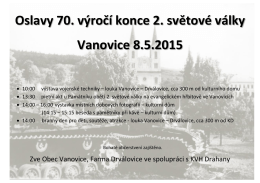 Oslavy 70. výročí konce 2. světové války Vanovice 8.5.2015
