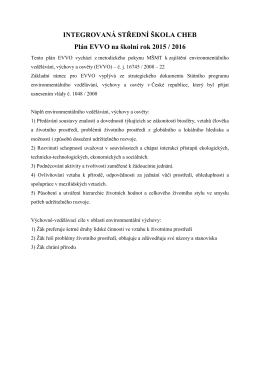 Plán EVVO 2015/2016 - Integrovaná střední škola Cheb