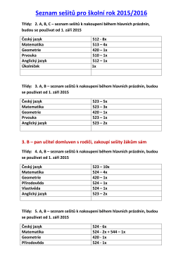 Seznam sešitů pro školní rok 2015/2016