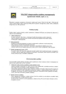 Politikou integrovan&eacute;ho syst&eacute;mu managementu