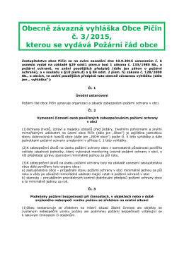 Obecně závazná vyhláška Obce Pičín č. 3/2015, kterou