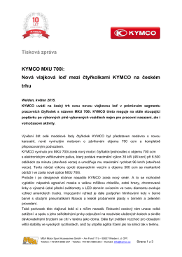 Tisková zpráva KYMCO MXU 700i: Nová vlajková loď mezi