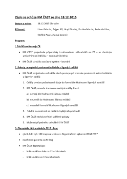 Zápis ze schůze KM ČAST ze dne 18.12.2015
