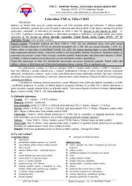 Průvodní dopis a informace k LT Vlčice I 2015