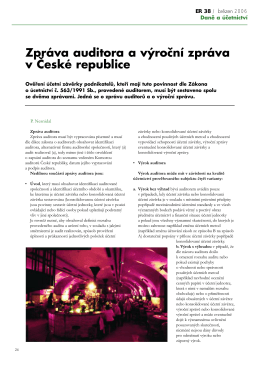 Zpráva auditora a výroční zpráva v České republice