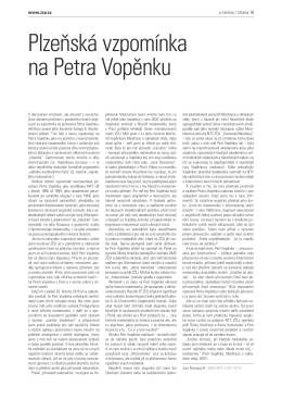 Plzeňská vzpomínka na Petra Vopěnku