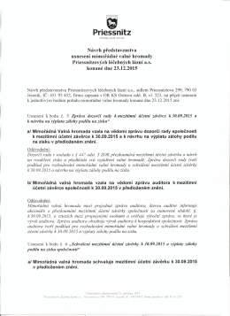 Návrh představenstva usnesení mimořádné valné hromady PLL a. s.