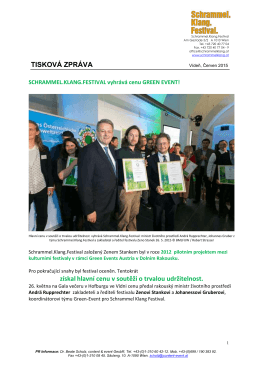 TISKOVÁ ZPRÁVA získal hlavní cenu v soutěži o trvalou udržitelnost.