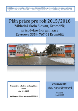 Plán práce pro rok 2015/2016