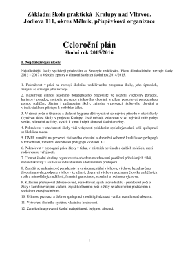Celoroční plán školy - Základní škola praktická Kralupy nad Vltavou