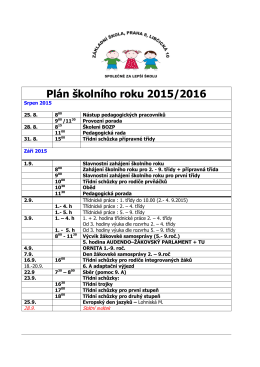 Plán školního roku 2015/2016