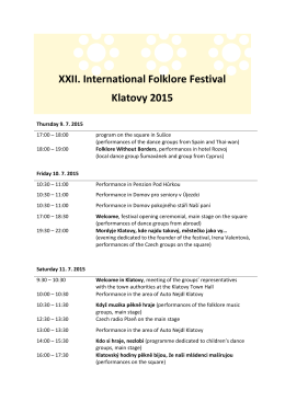 XXII. International Folklore Festival Klatovy 2015